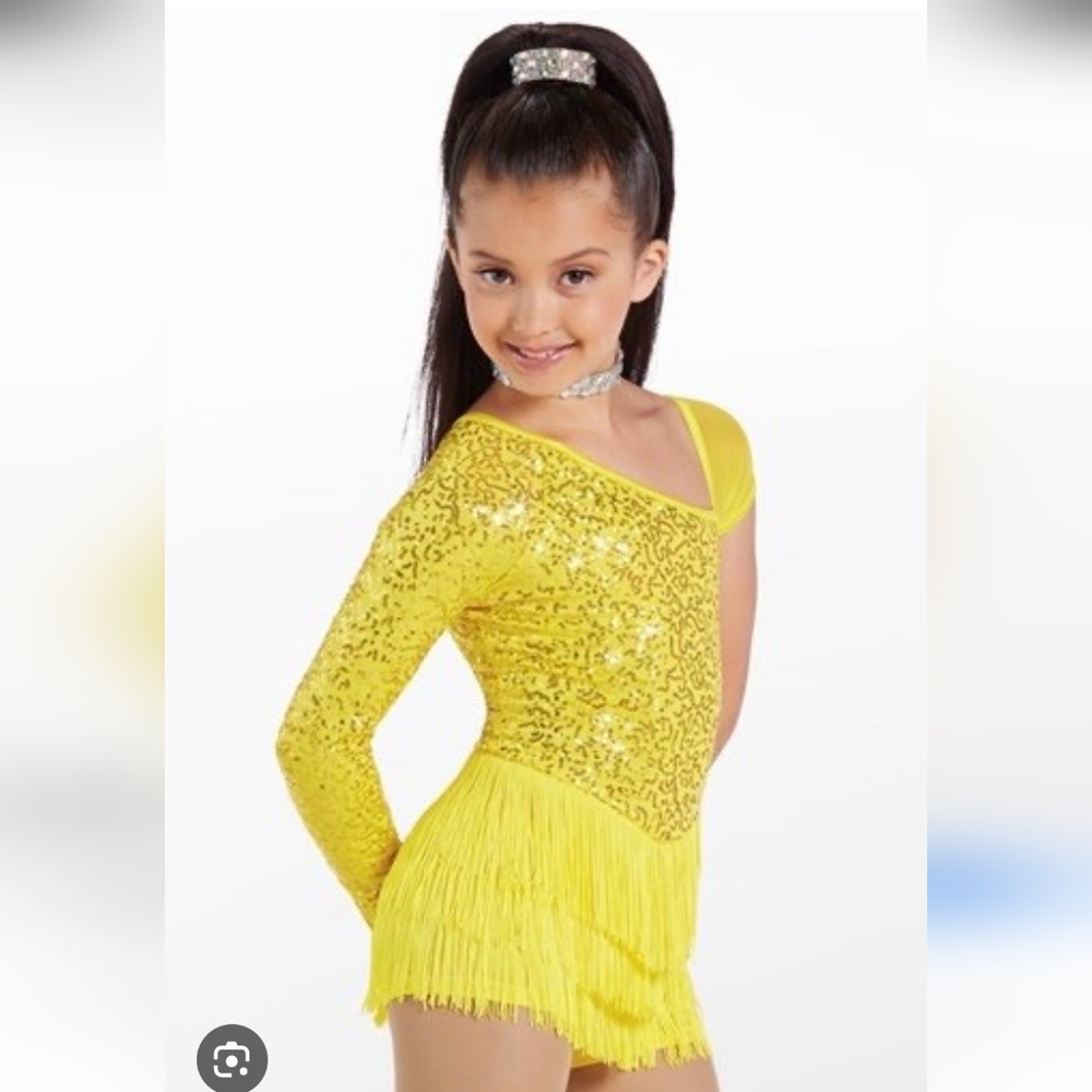 Weissman Yellow Sequin Fringe Dance Costume